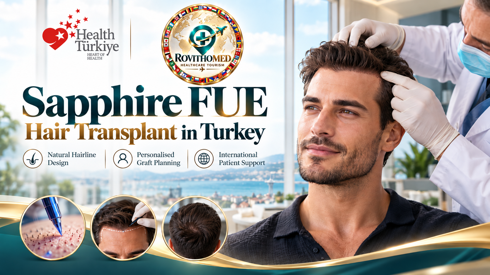 Sapphire FUE hair transplant in Turkey at Rovithomed